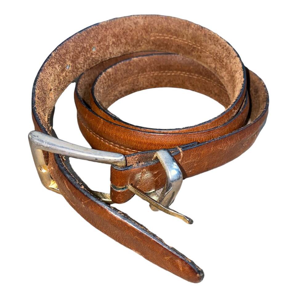 Belt Full Grain Cowhide Leather Belt with solid brass hardware size 38/95 Brown